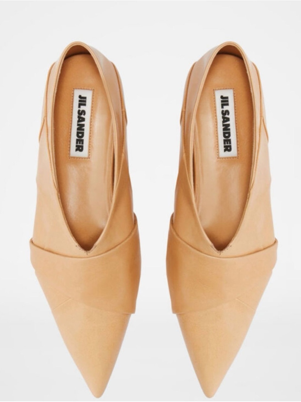 Jil Sander Pointed-Toe Leather Ballerinas